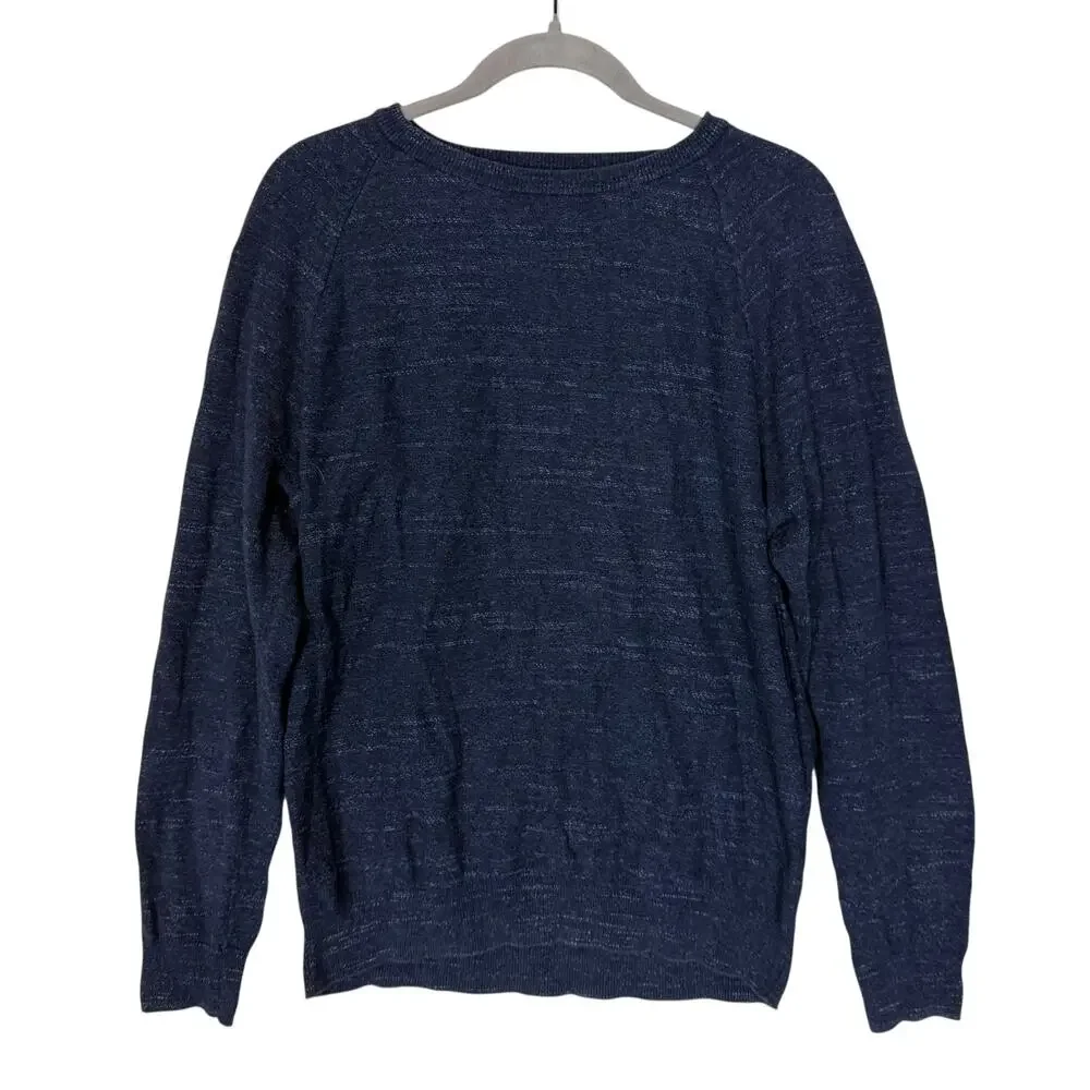 J.CREW Mercantile Sweater Mens Medium Navy Blue Cotton Crewneck Knit‎ Pullover